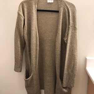 Marled tan and white cardigan